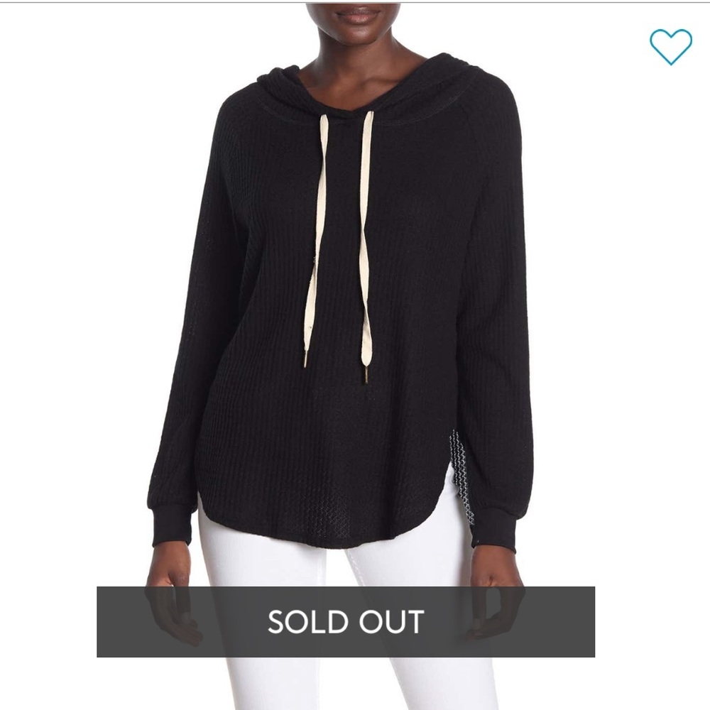 Black long sleeve hooded shirt
